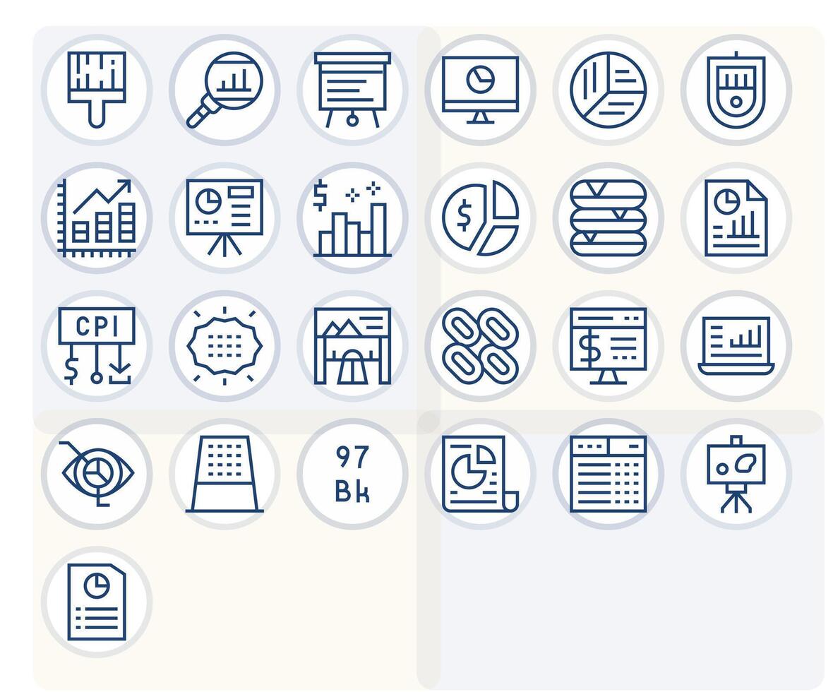 25 256x256 íconos para datos visualización en editable regular línea formato vector