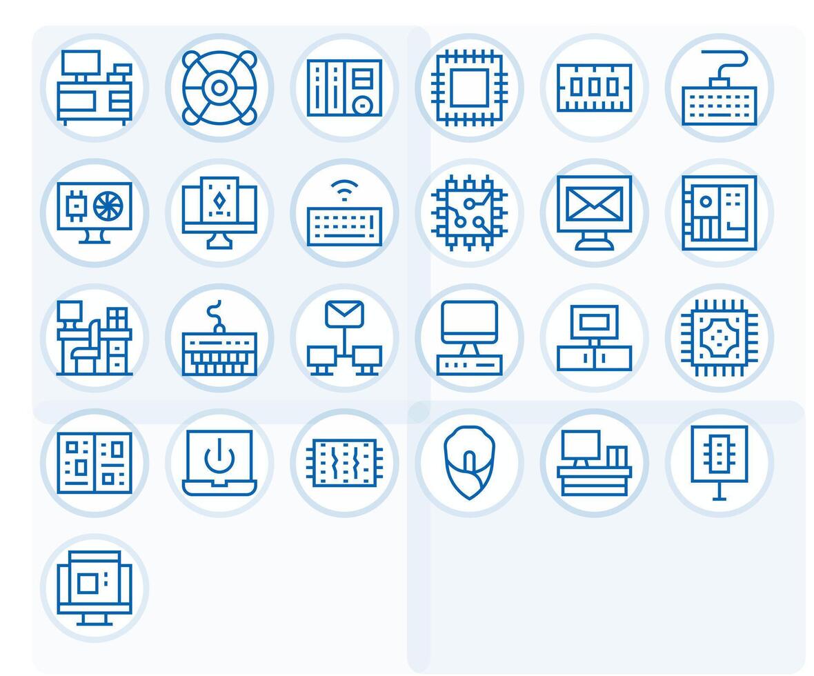 Pc Modern Collection with 25 Regular Line 256x256 Pixel Optimized Icons vector