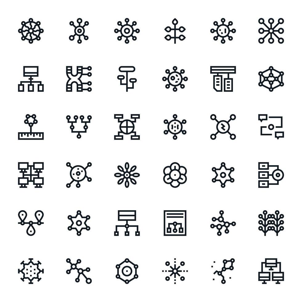 Nodes Modern Collection with 36 Bold Line High Resolution Pixel Optimized Icons vector