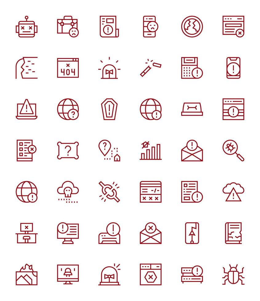 42 íconos para error optimizado en píxel optimizado 256x256 regular línea resolución vector