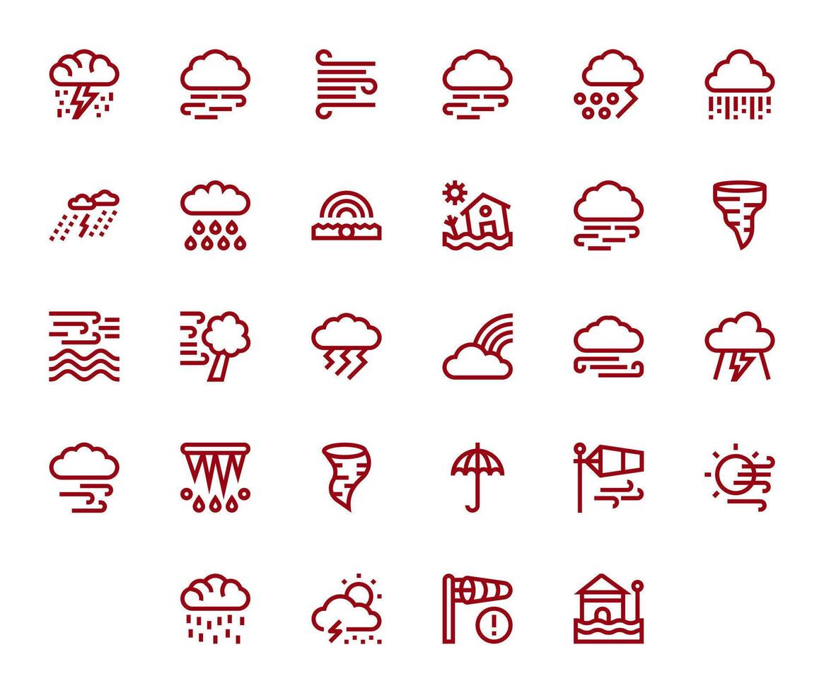 Hurricane Icon Set with 28 Bold Line High Resolution Display Perfect Graphics vector