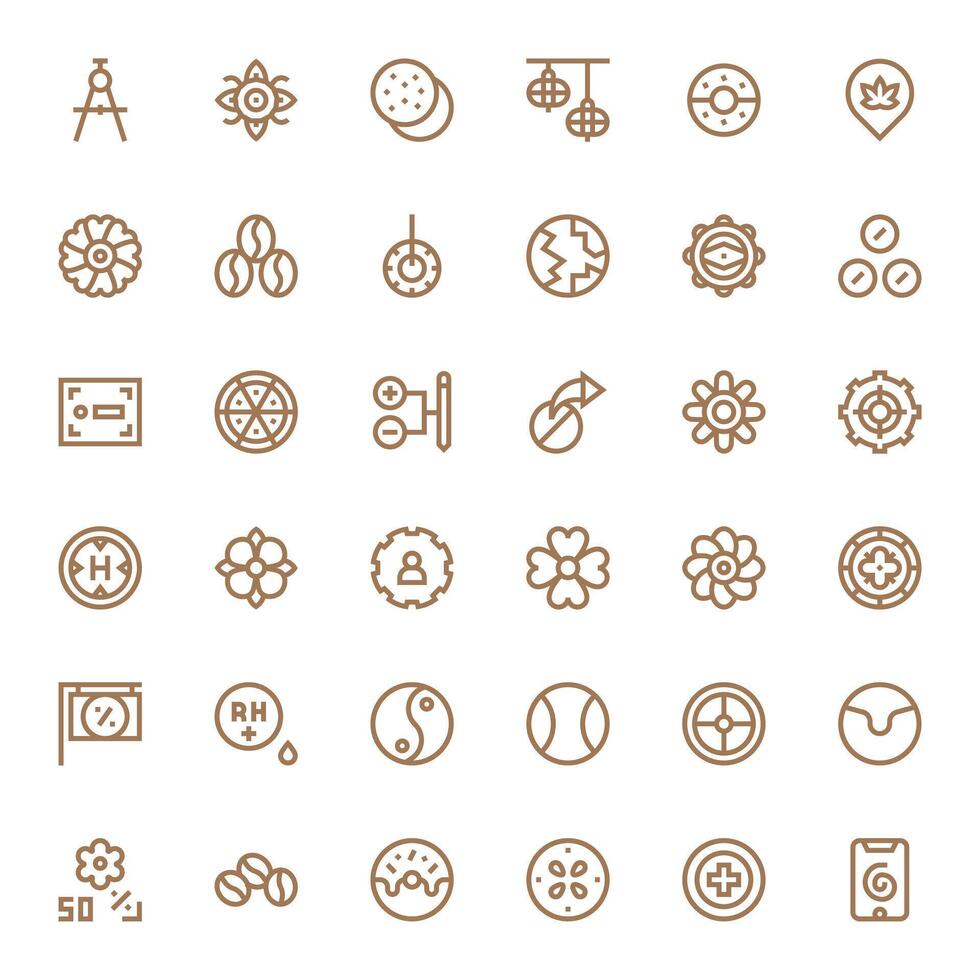 Circle Icon Collection featuring 36 Pixel Optimized High Resolution Bold Line Designs vector