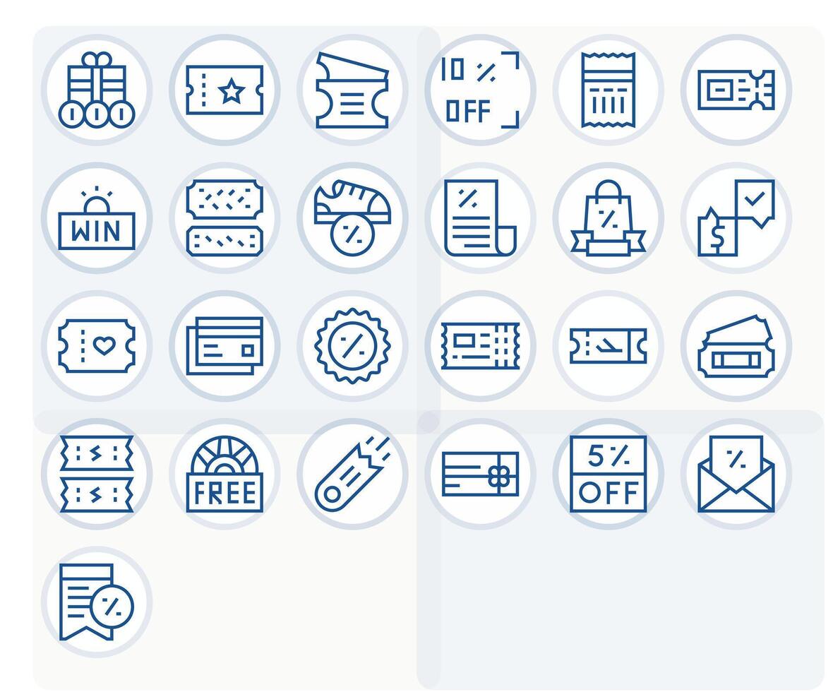 25 Regular Line Detail Enhanced Icons tailored for Voucher High Resolution interface vector