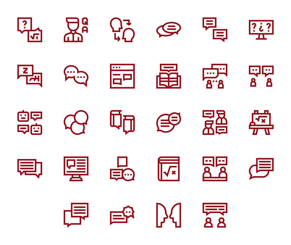 Answer Essential Set including 28 Pixel Optimized Bold Line 256x256 Icons vector