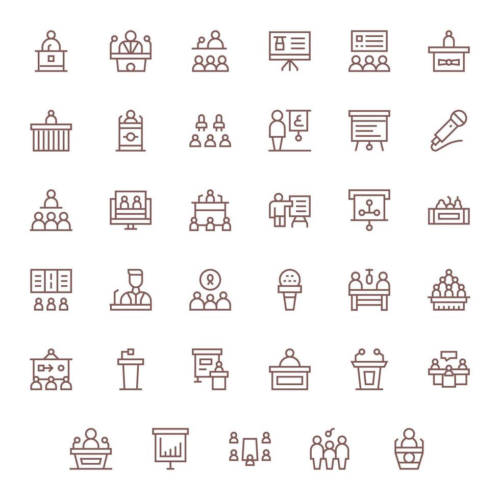 35 Pixel Optimized High Resolution Icons for Seminar in elegant Regular Line design vector