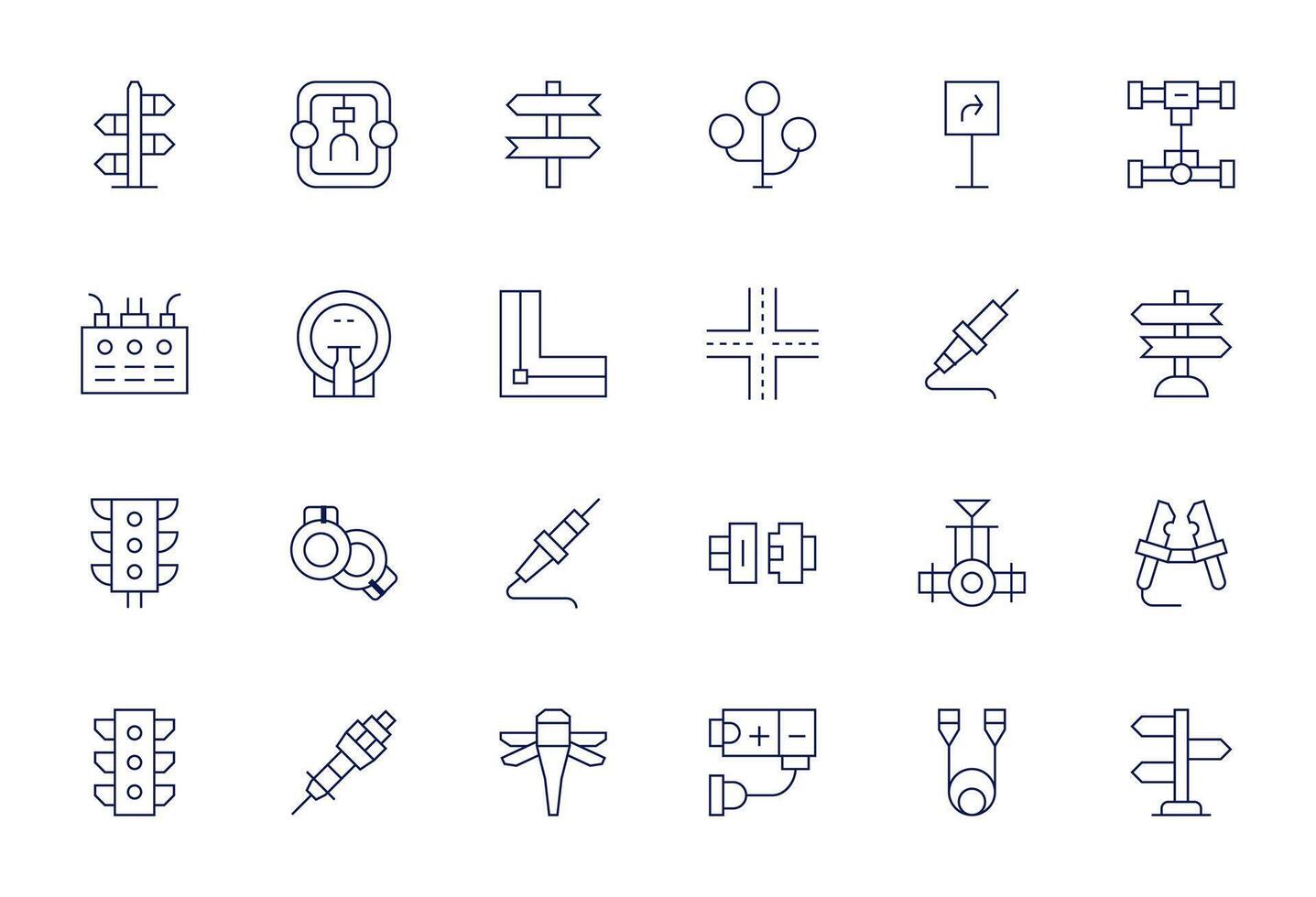 24 Thin Line Pixel Optimized Icons for Junction Graphics vector