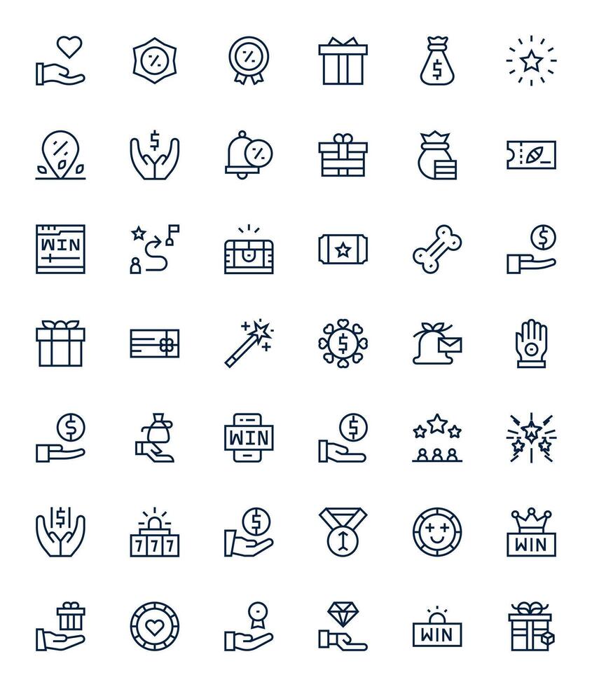 42 256x256 Icons for Reward in Grid Fitted Regular Line Format vector