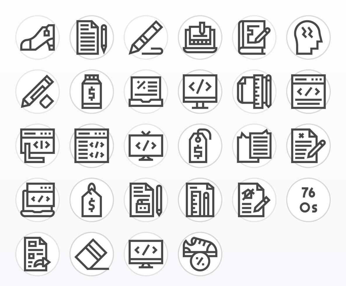 28 64x64 Bold Line Icons for Markup with PIXEL Perfect precision vector