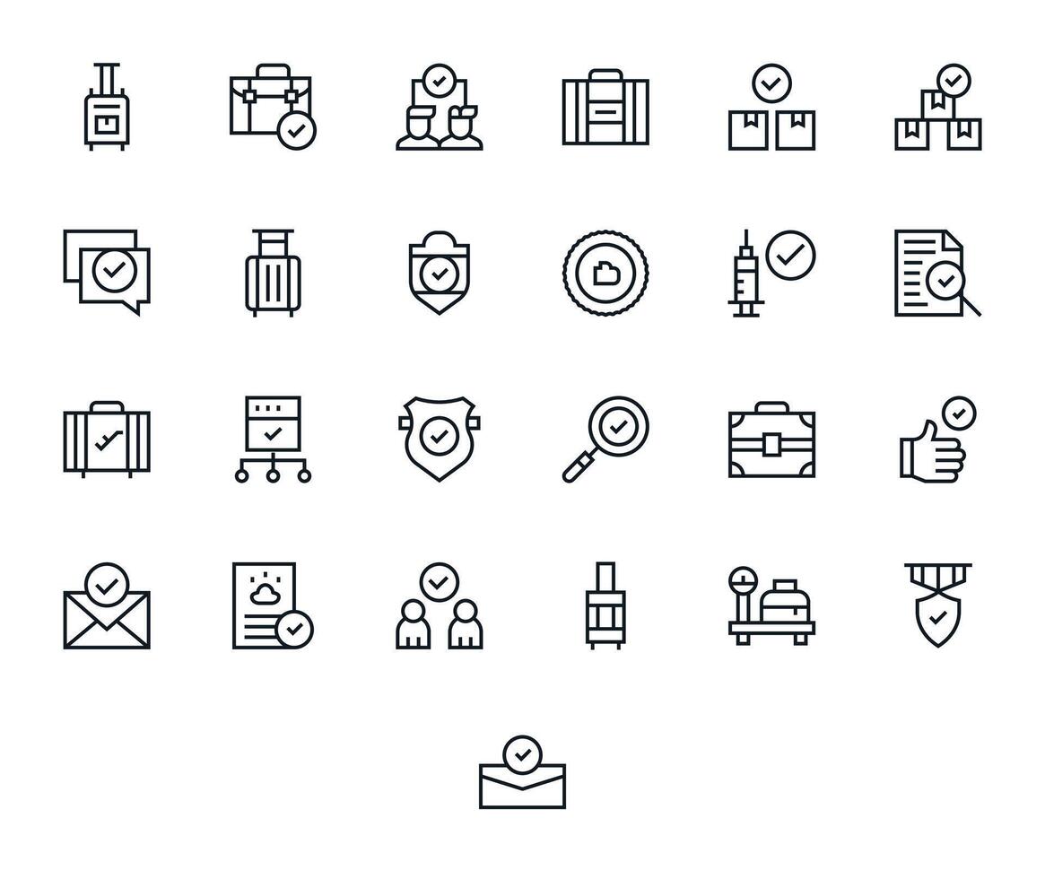 25 Icons for Checked featuring Retina Ready Grid Fitted Regular Line Graphics vector
