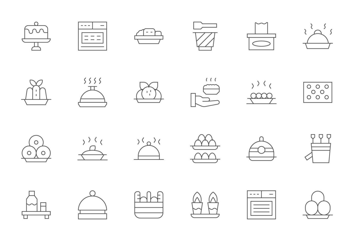 Tray Scalable Set featuring 24 Pixel Optimized Thin Line Retina Ready Icons vector