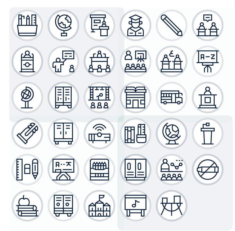 35 64x64 Regular Line Icons for Classroom with Pixel Aligned precision vector