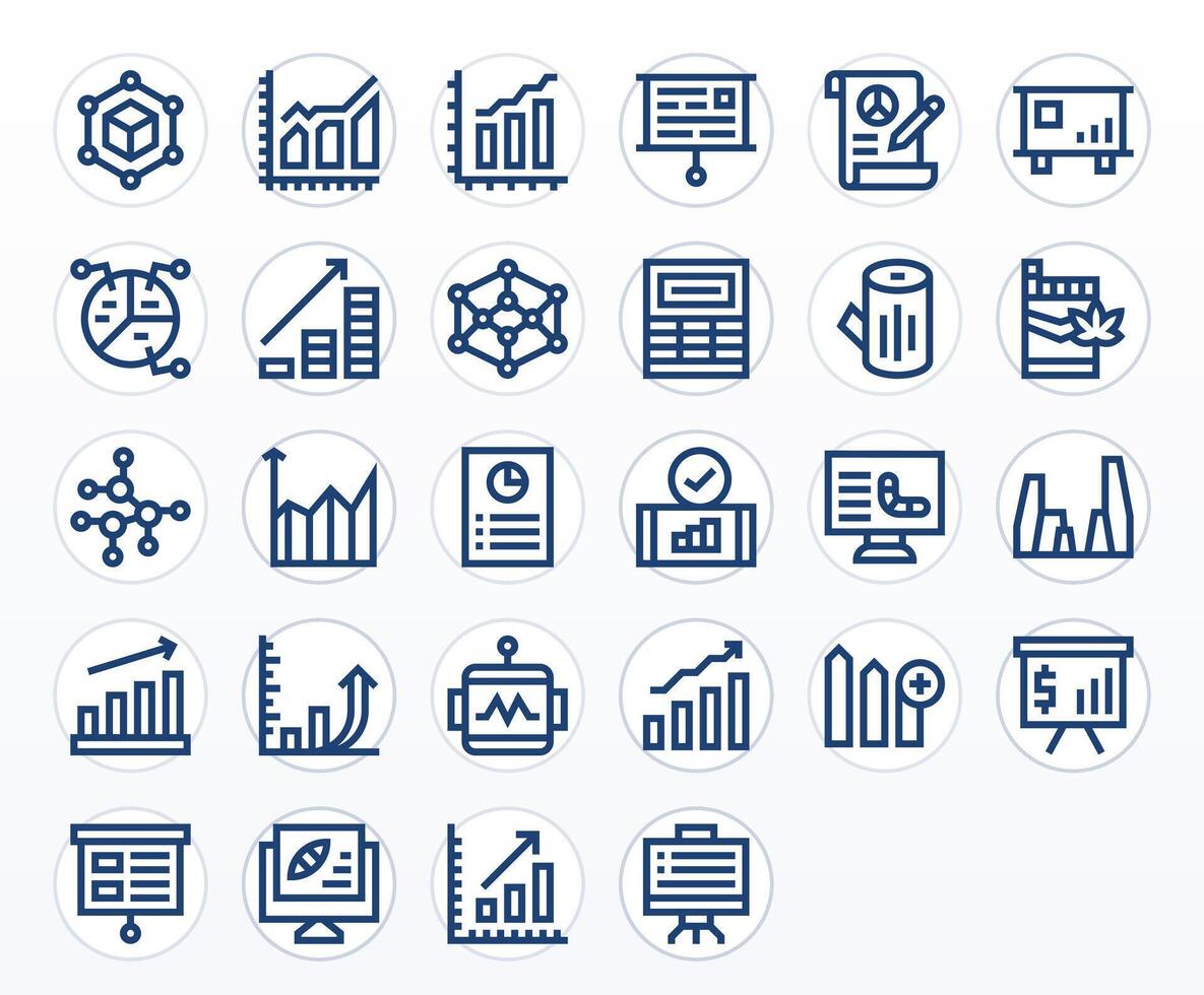 28 High Resolution Display Perfect Icons for Graph in Bold Line Theme vector