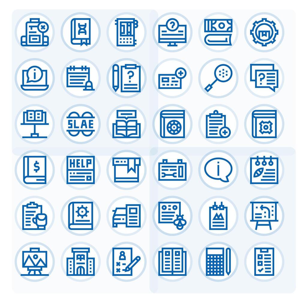Documentation Icon Library with 36 Bold Line 64x64 Pixel Aligned Designs vector