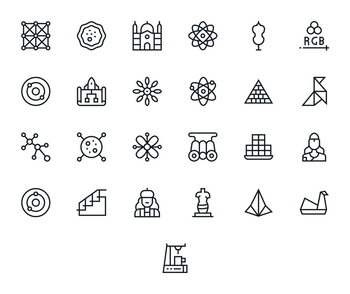25 Regular Line Grid Fitted Icons crafted for Model 256x256 applications vector