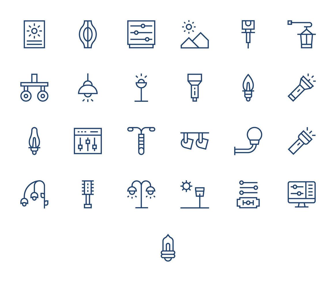 Brightness Icon Set with 25 Regular Line Retina Ready Editable Graphics vector