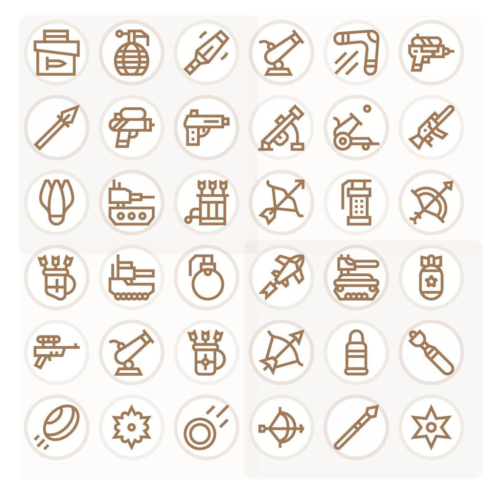 36 Bold Line Icons from Projectile in High Resolution Display Perfect Quality vector