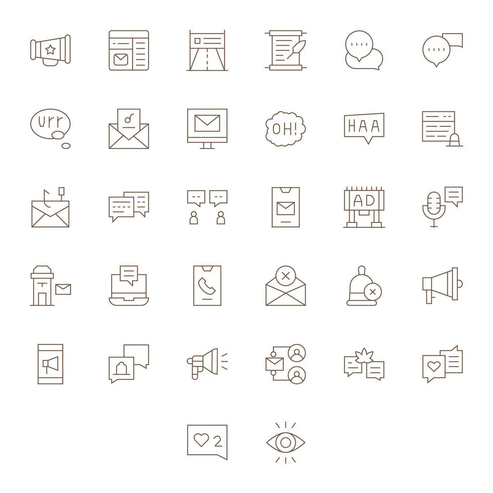 Message Icon Arsenal with 32 Retina Ready Thin Line Pixel Optimized designs vector