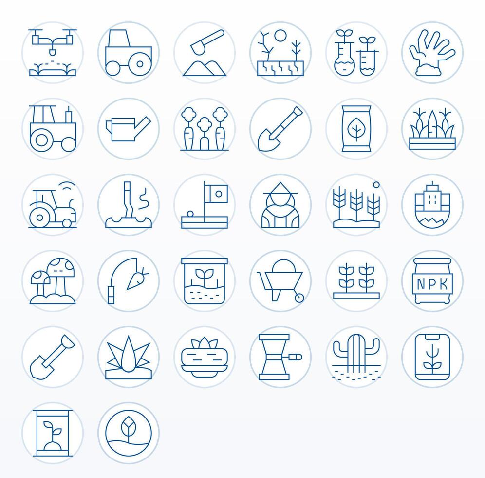 32 128x128 Thin Line Icons optimized for Soil Detail Enhanced display vector