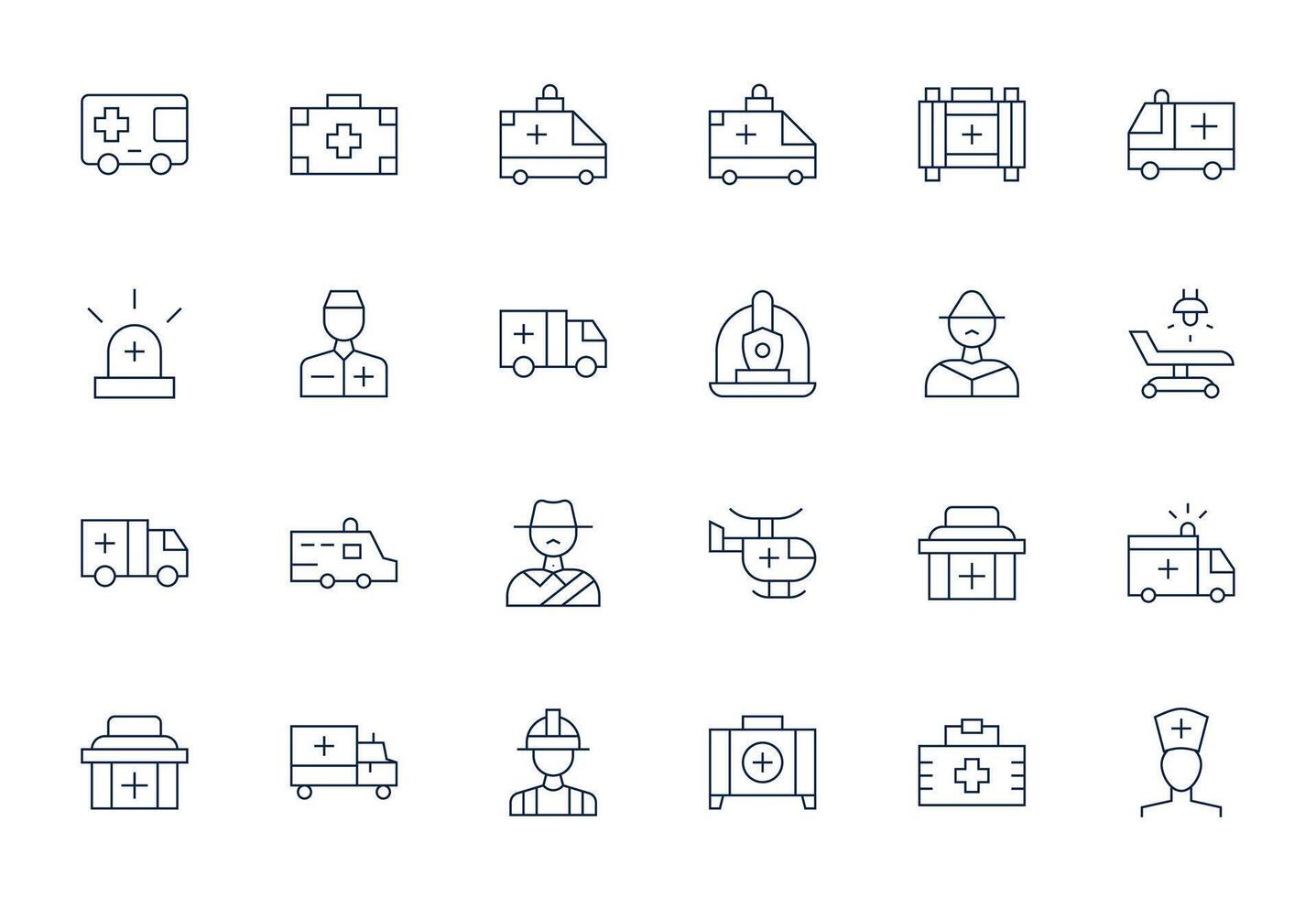 24 64x64 Thin Line Icons optimized for Paramedic Display Perfect display vector