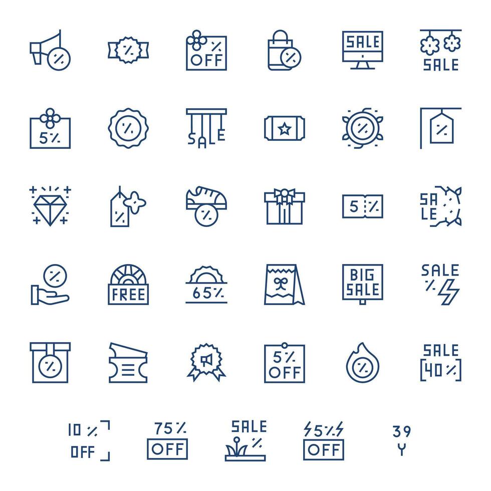 35 256x256 Regular Line Icons optimized for Special Offer Pixel Optimized display vector