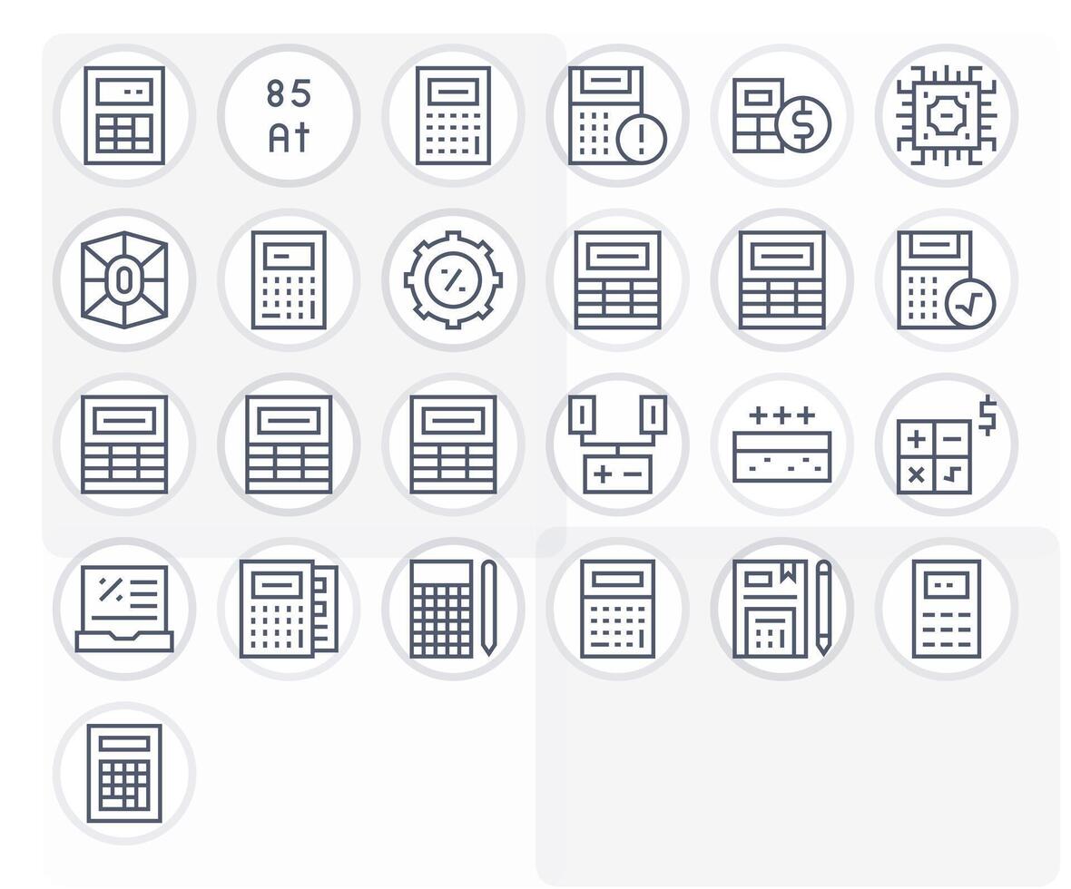 regular línea estilo cálculo íconos con 25 128x128 píxel alineado diseños vector