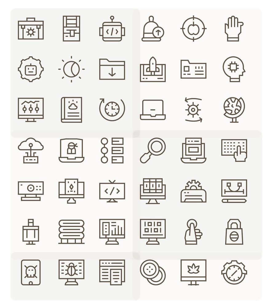 software profesional conjunto con 42 regular línea detalle mejorado alto resolución íconos vector