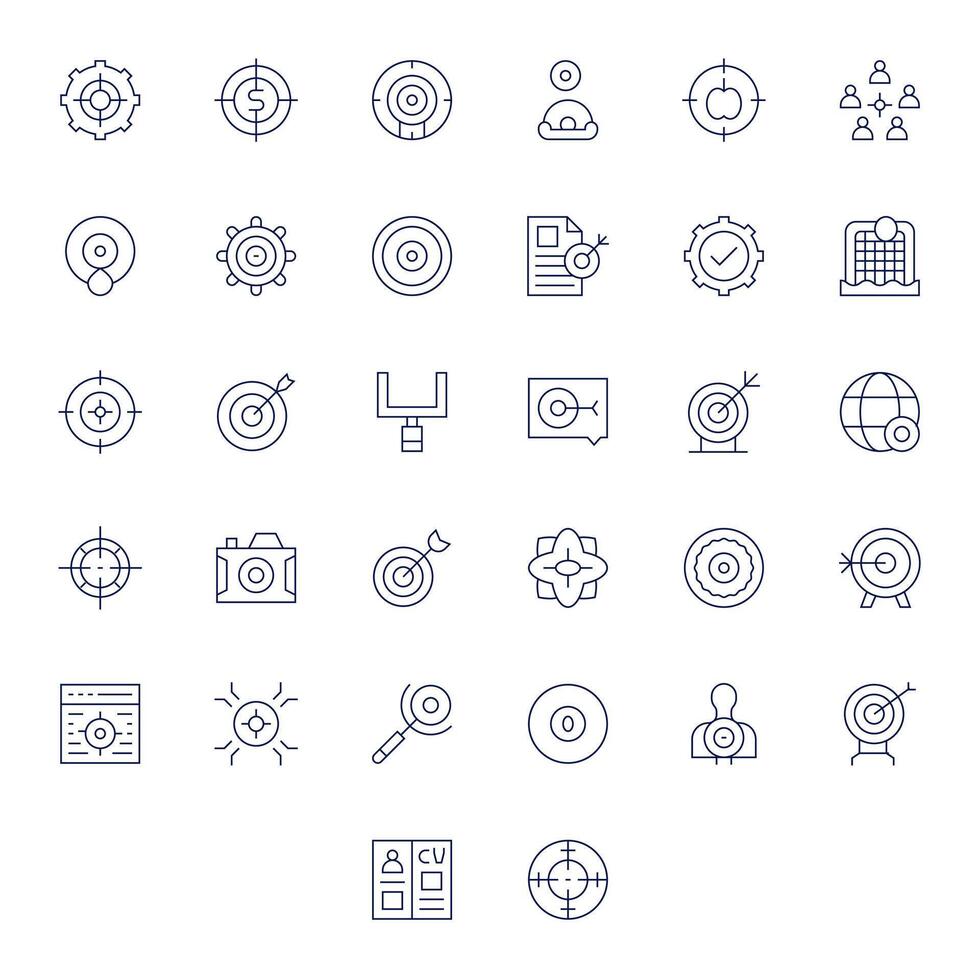 Thin Line Style Objective Icons with 32 Retina Ready Display Perfect Designs vector