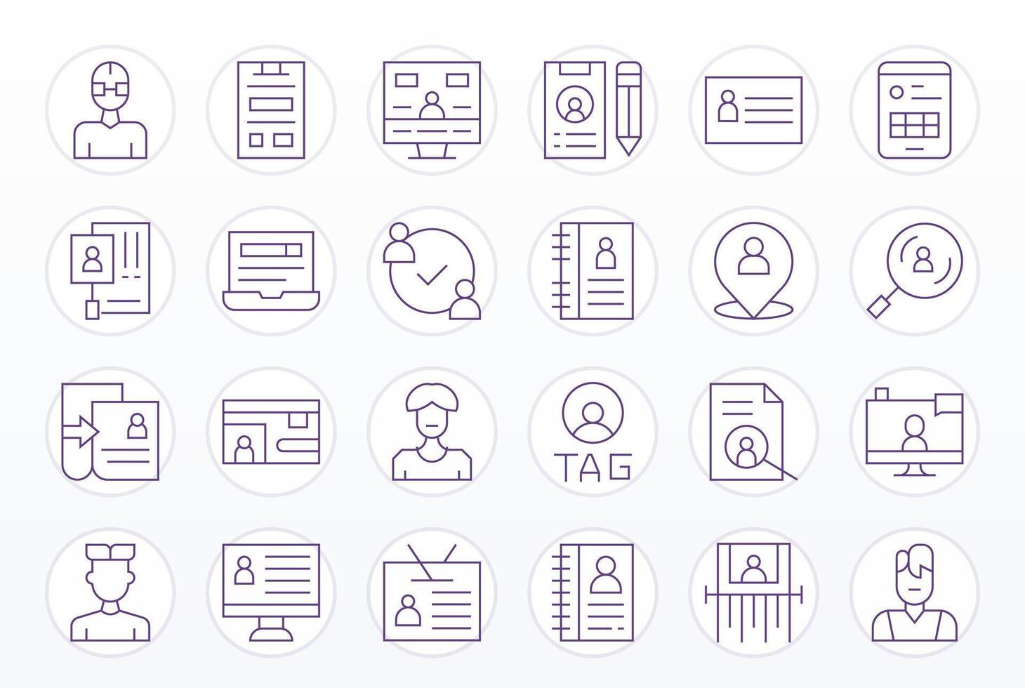 24 Icons inspired by User Data in Display Perfect 128x128 Thin Line quality vector