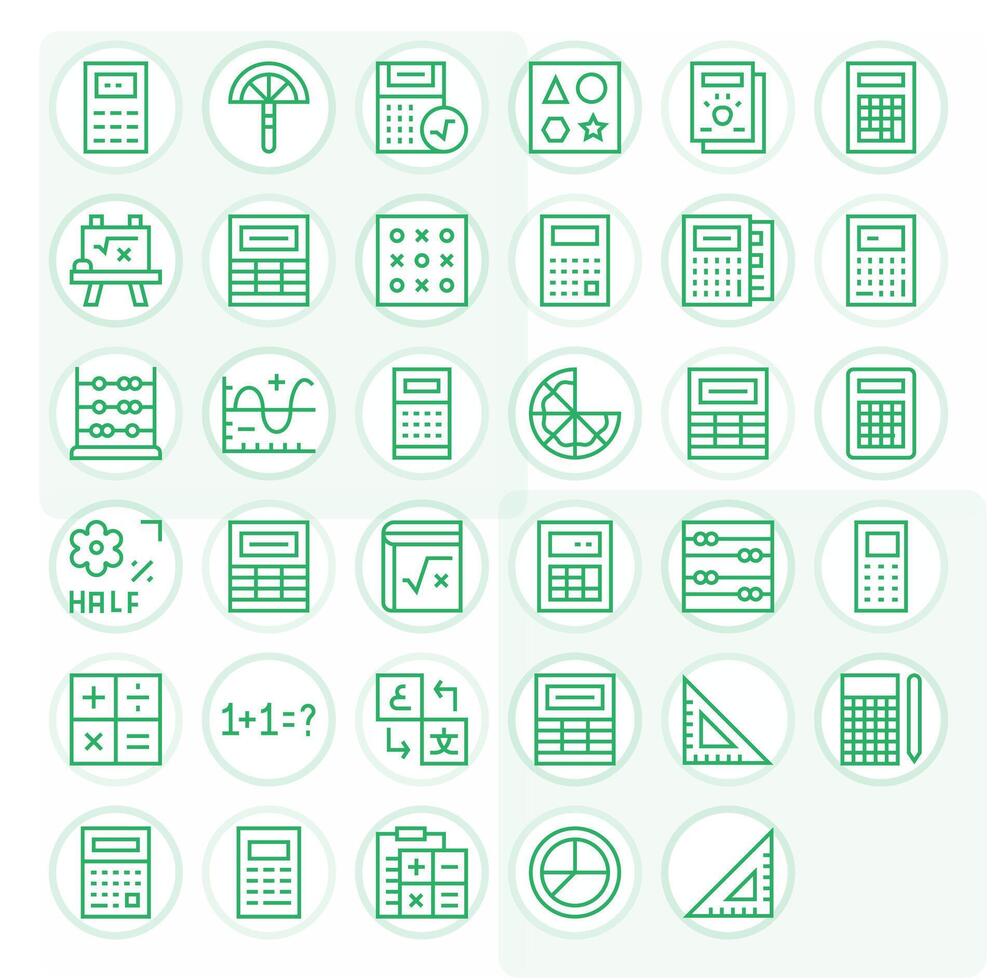 Math Icon Set with 35 Regular Line 128x128 Display Perfect Graphics vector
