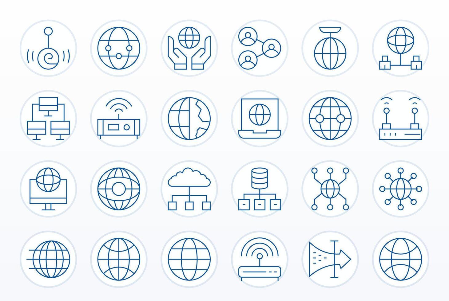 24 Grid Fitted Thin Line Icons designed for Network Connection Interface vector