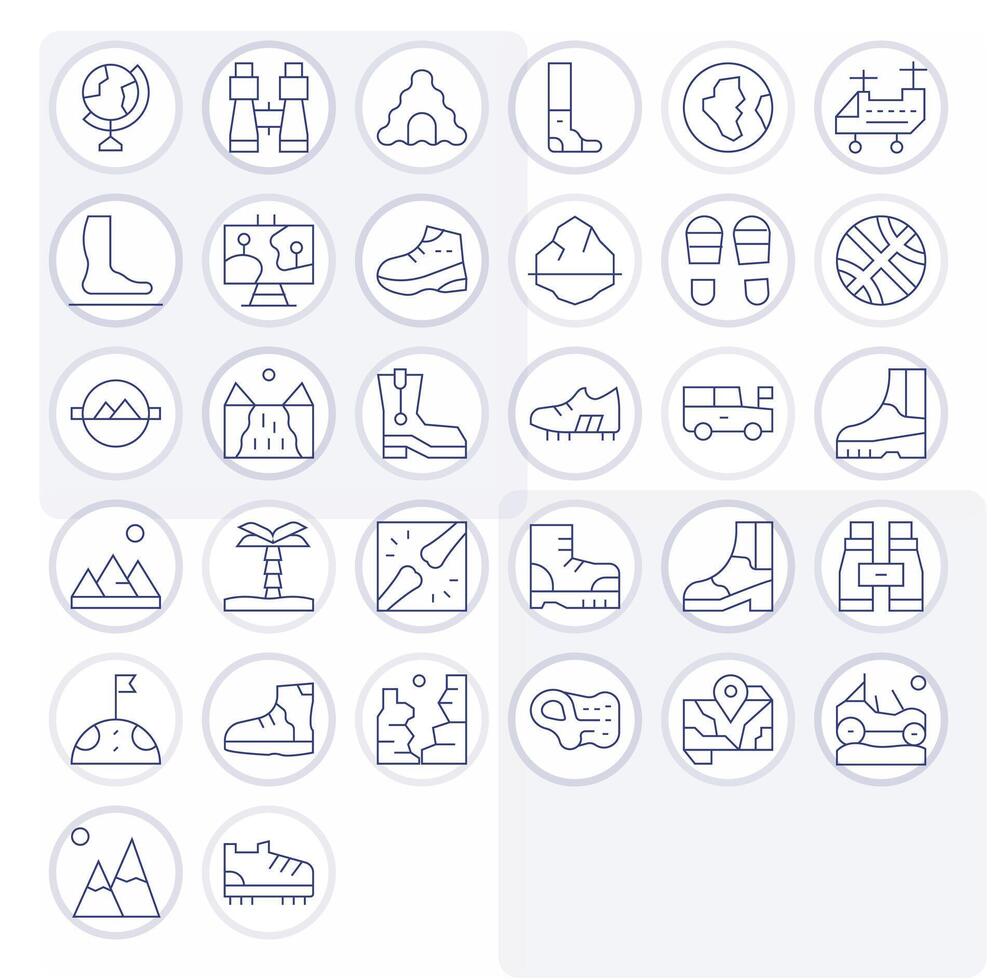 Thin Line Display Perfect Icons from Terrain Set with 32 128x128 Icons vector