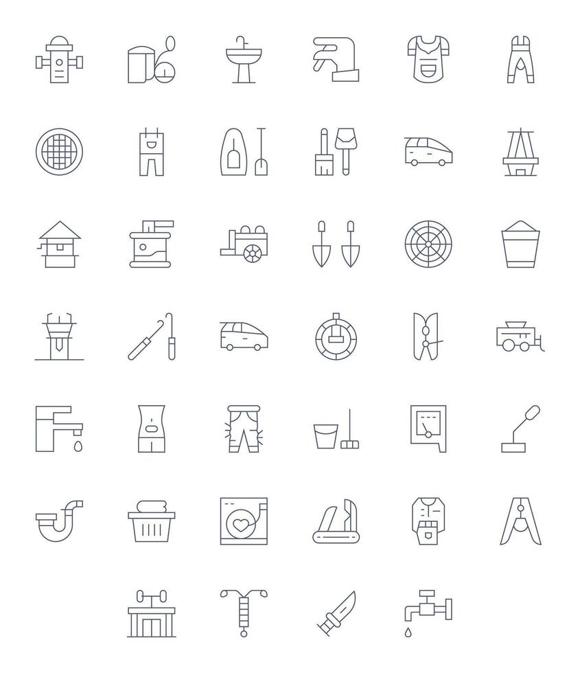 40 64x64 Icons for Utility in Editable Thin Line Format vector