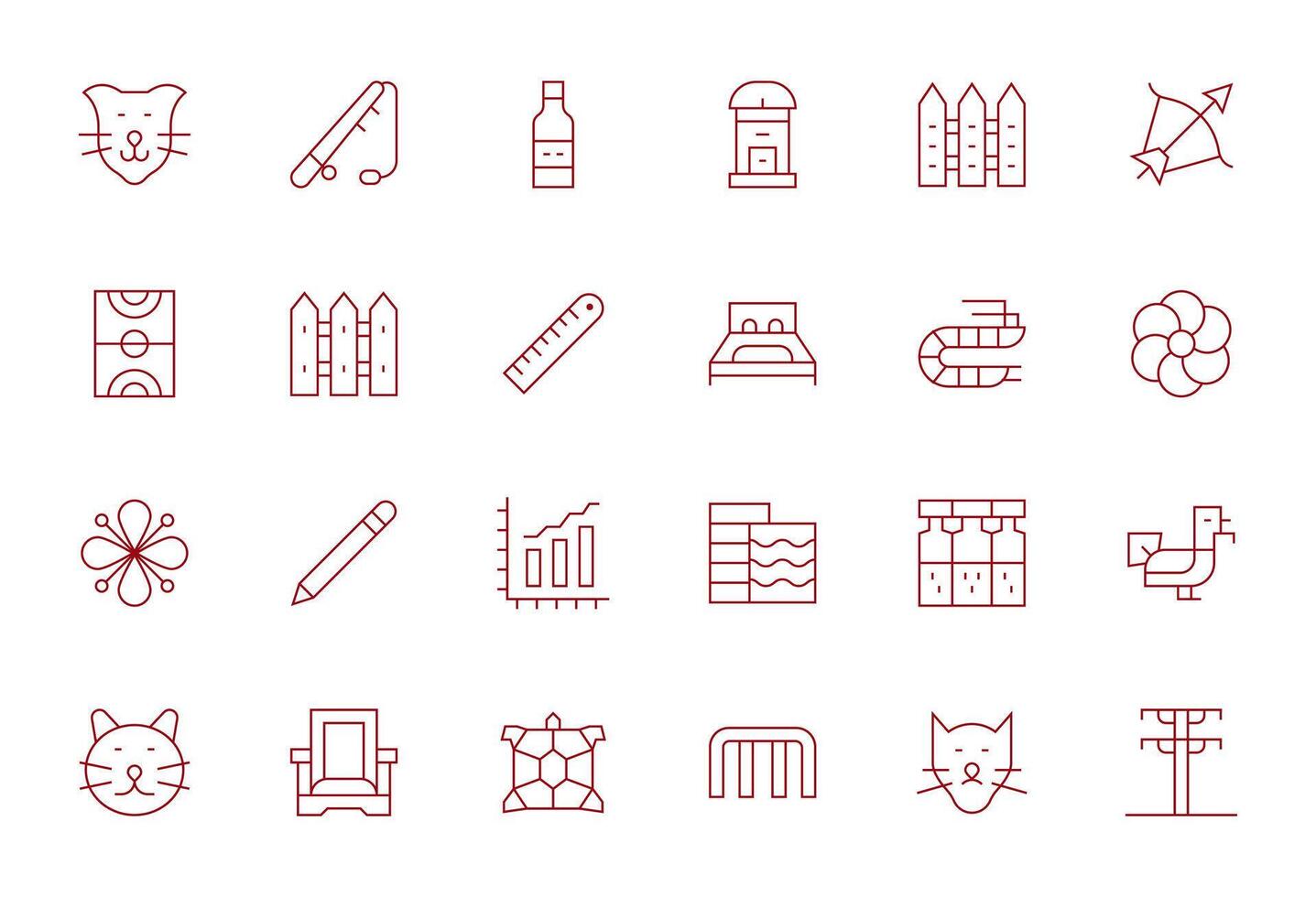 Line Icon Set with 24 Thin Line High Resolution Pixel Optimized Graphics vector
