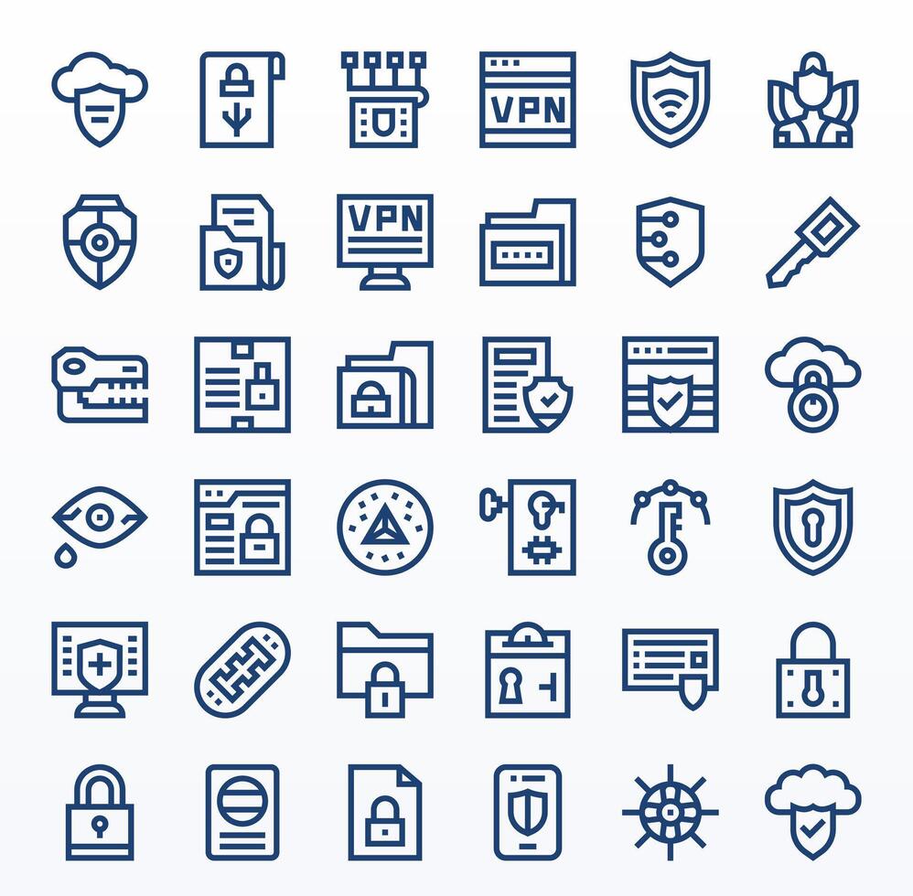Encryption Graphics featuring 36 Bold Line Grid Fitted 128x128 Designs vector