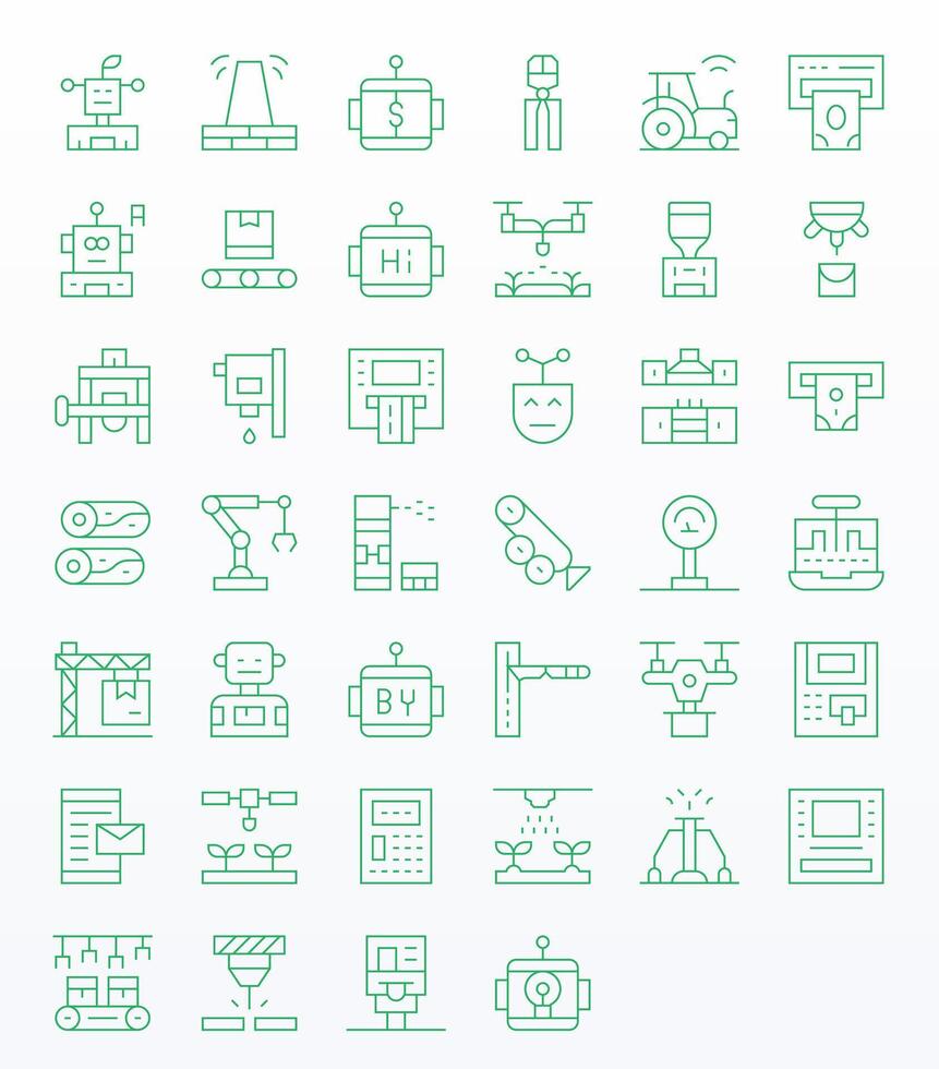 automatizado icono caja de herramientas presentando 40 píxel optimizado alto resolución Delgado línea elementos vector