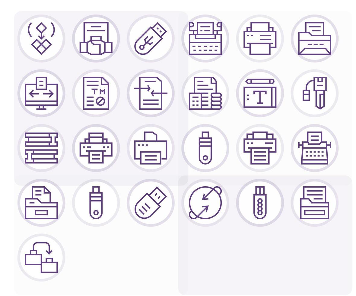 25 alto resolución regular línea editable íconos para Copiar proyectos vector