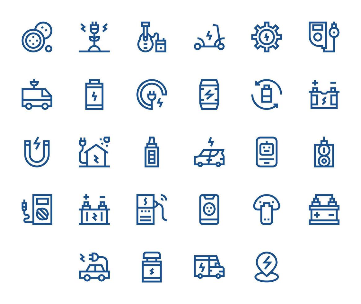 28 Pixel Optimized Icons themed around Charging in 128x128 Bold Line format vector
