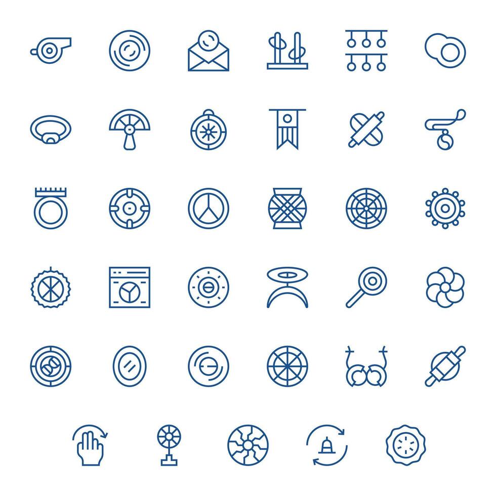 35 Icons for Circular featuring 128x128 Display Perfect Regular Line Graphics vector