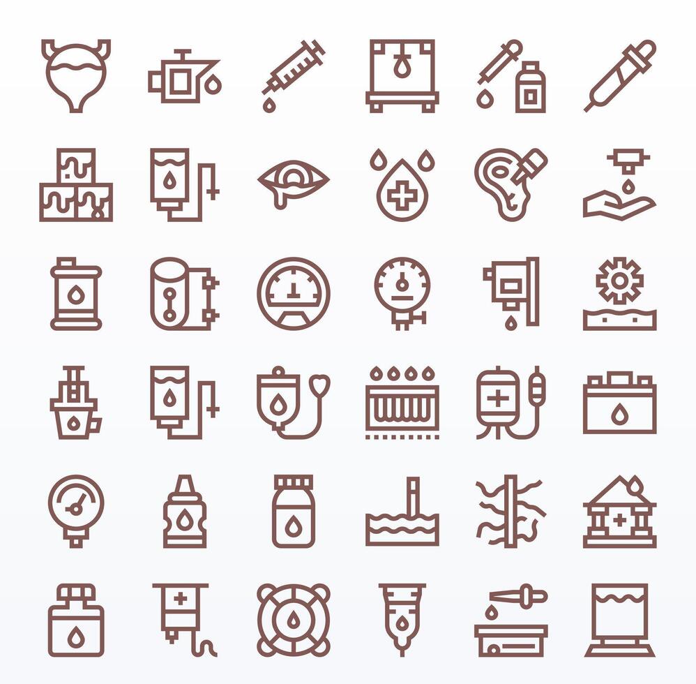 Fluid Visual Pack containing 36 Bold Line Pixel Optimized Icons vector