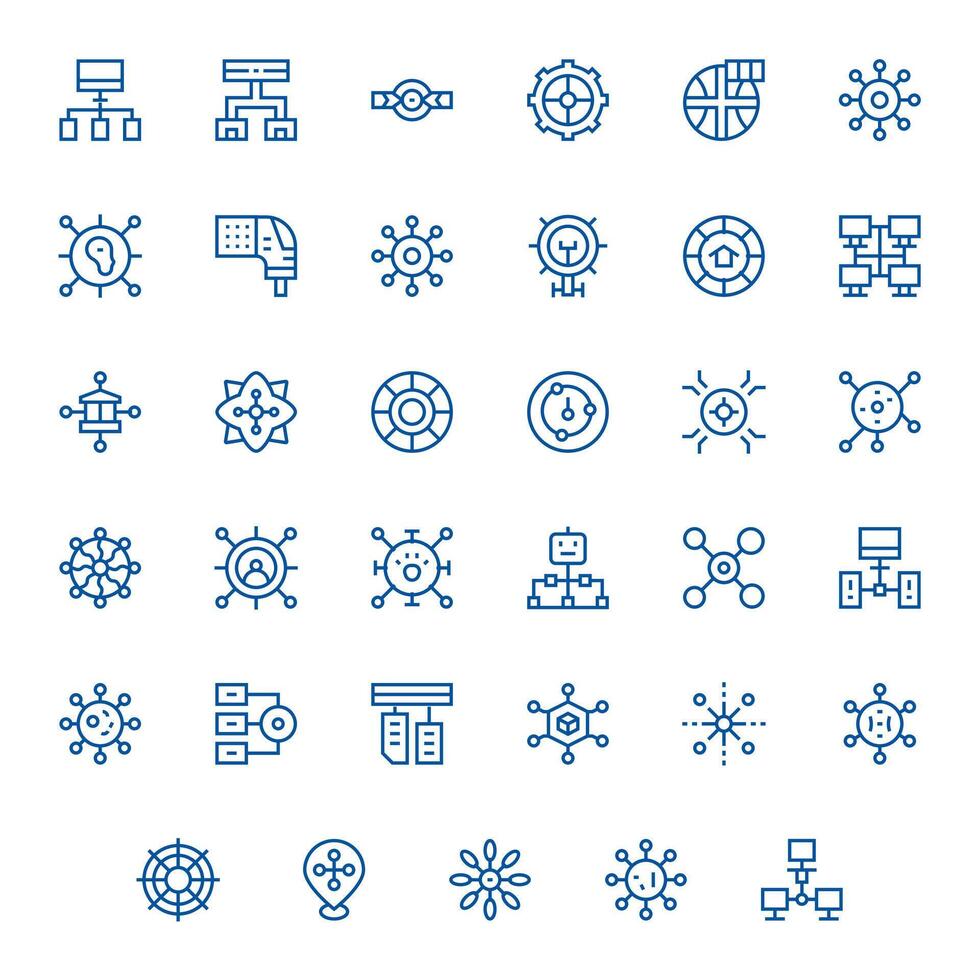 Hub Icon Set with 35 Regular Line Retina Ready Display Perfect Graphics vector