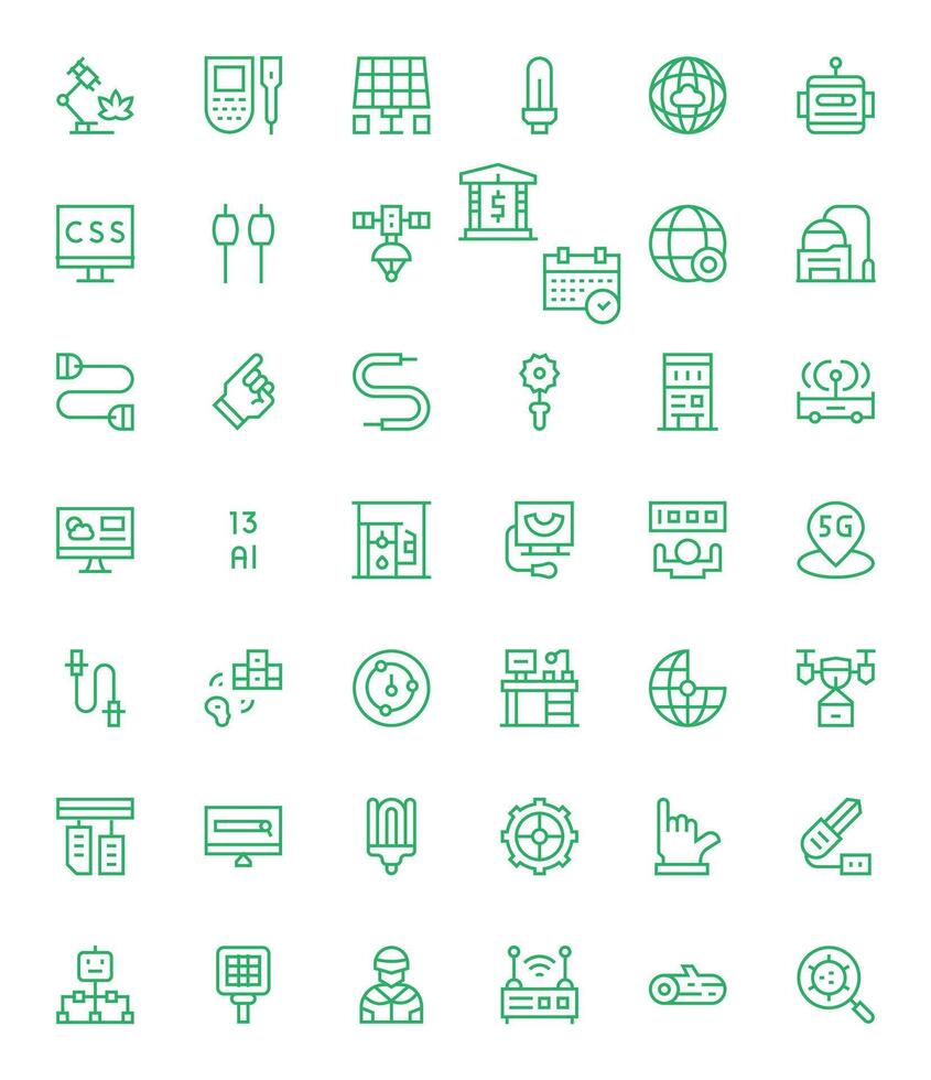 42 Regular Line Pixel Optimized Icons for Technology Graphics vector