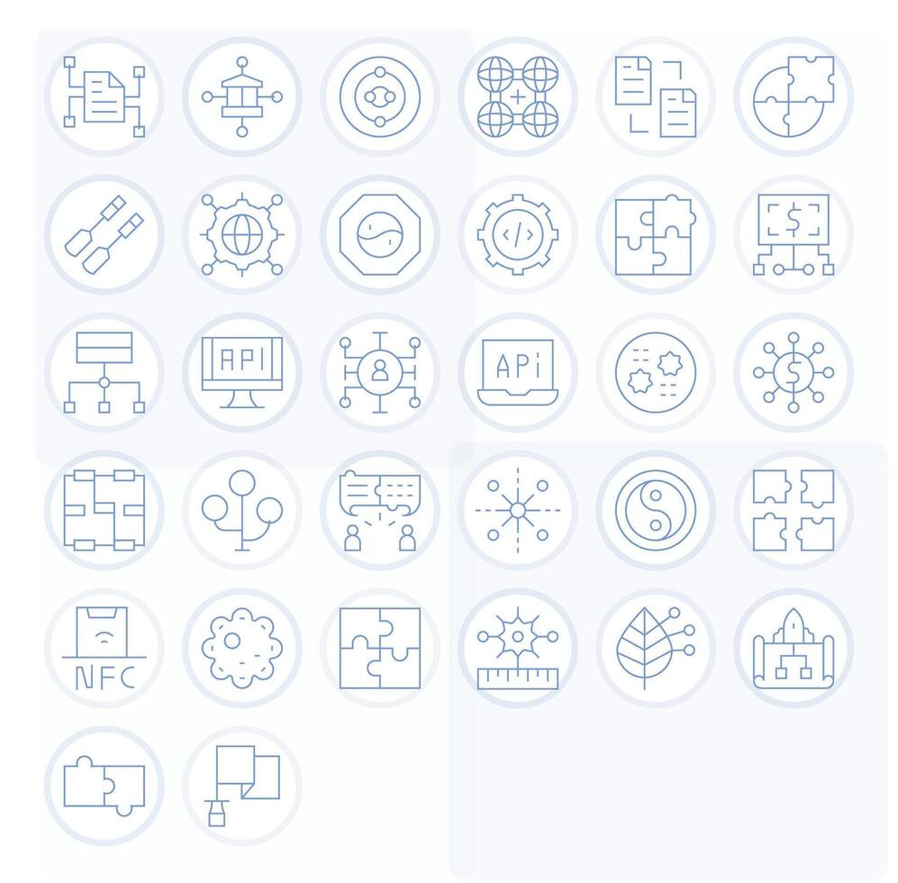 32 Thin Line Icons designed for Integration in 128x128 PIXEL Perfect format vector