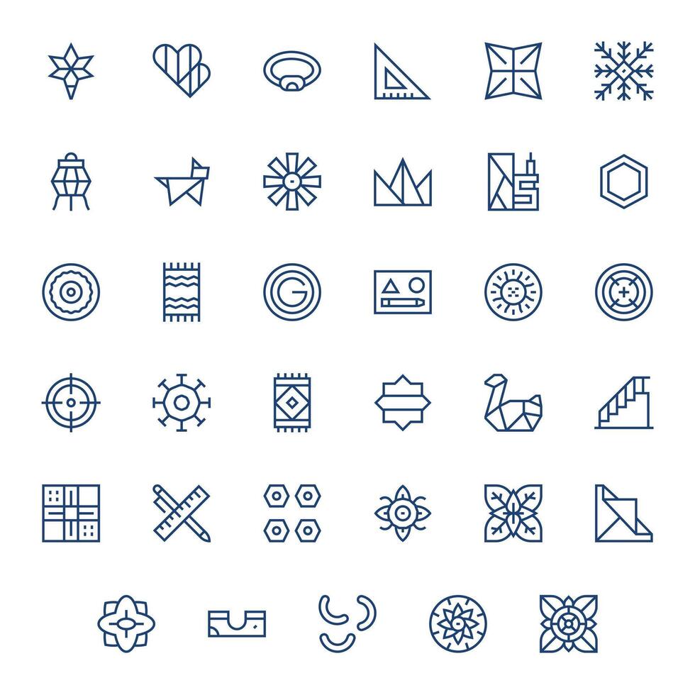 35 Regular Line Icons designed for Geometric in 128x128 Display Perfect format vector