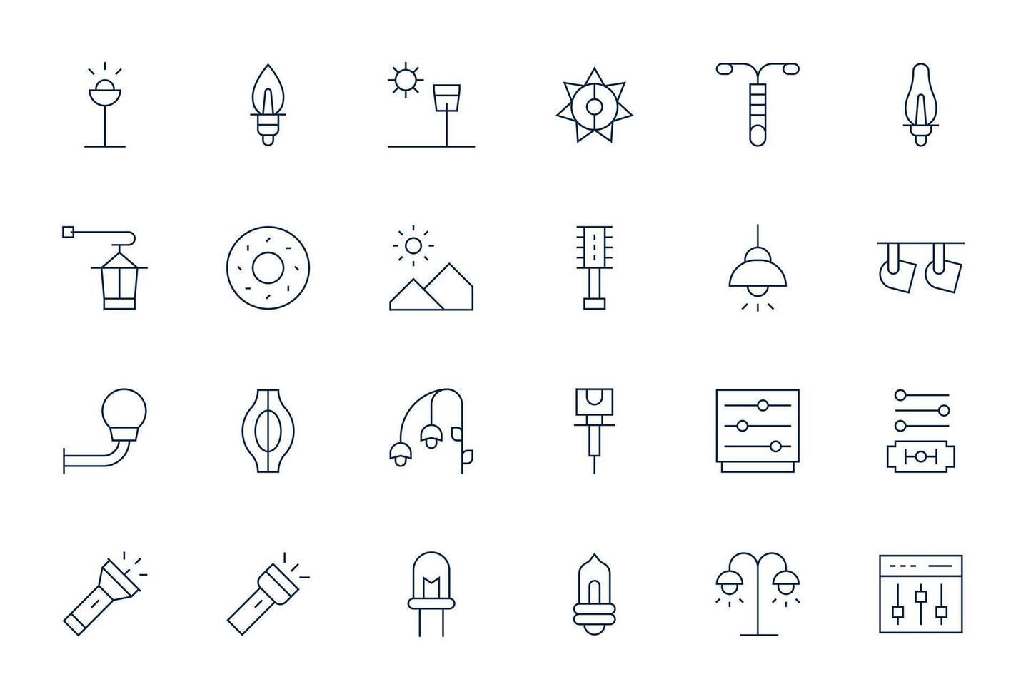 Brightness Premium Bundle with 24 256x256 Pixel Optimized Thin Line Icons vector