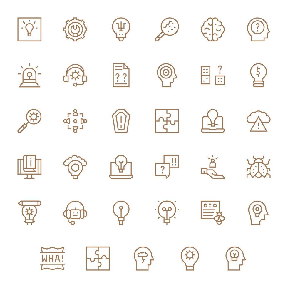 problema resolviendo presentando 35 256x256 íconos en regular línea diseño vector