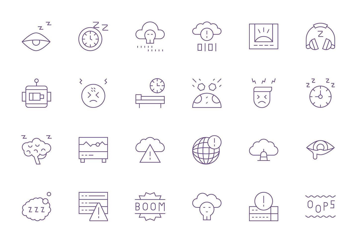 Downtime Pixel Aligned Set with 24 High Resolution Thin Line Icons vector
