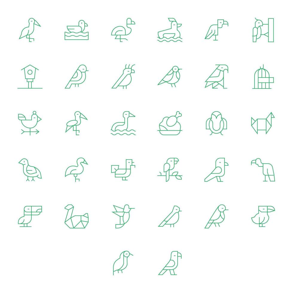 32 Detail Enhanced Thin Line Icons designed for Avian Interface vector