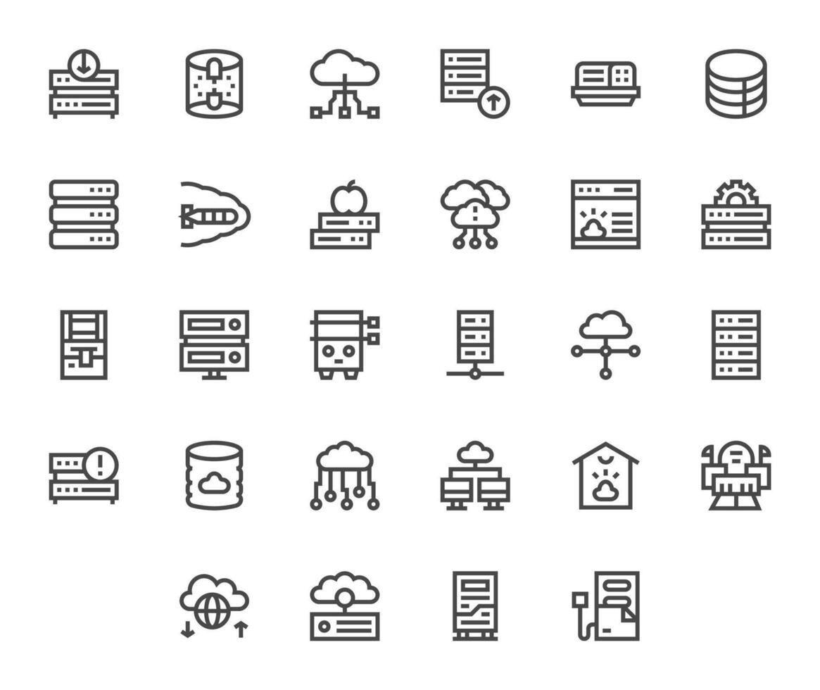 28 256x256 Bold Line Icons optimized for Data Center Detail Enhanced display vector