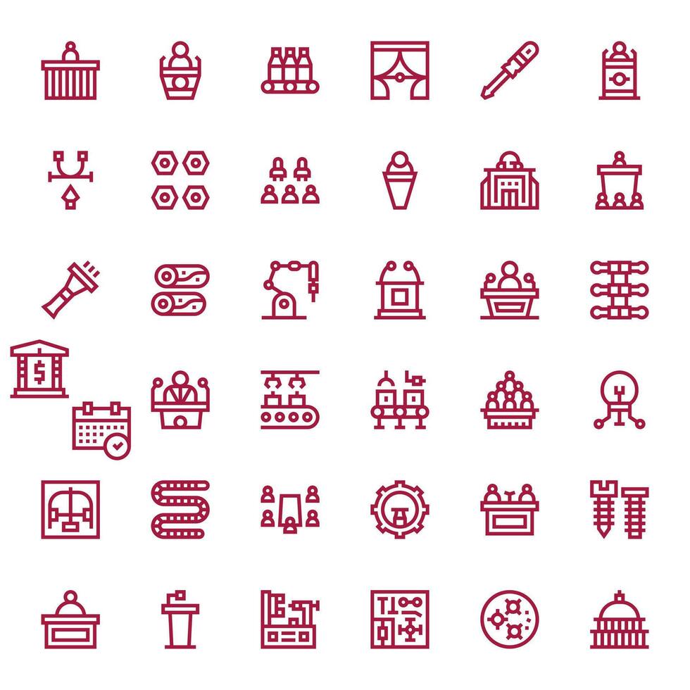 36 Pixel Aligned Bold Line Icons designed for Assembly Interface vector