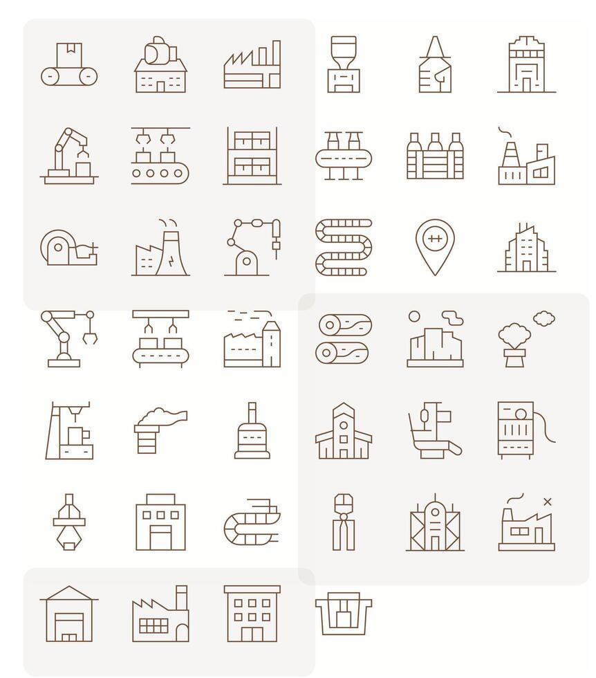 40 High Resolution Icons for Factory in Display Perfect Thin Line Format vector